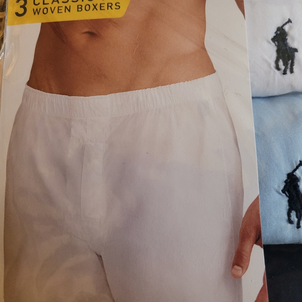 Polo Ralph Lauren 3-Woven Boxers Large (36-38)  Assorted Blues/White